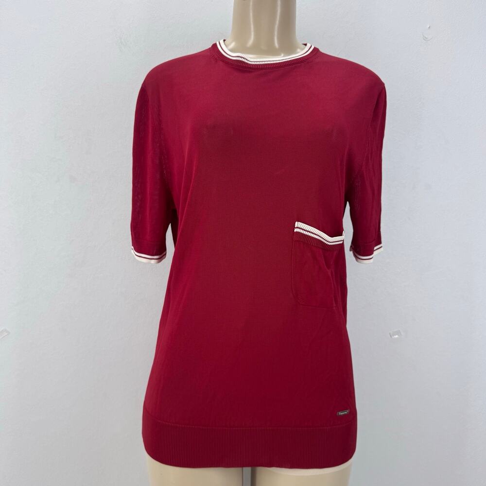 NWT DSQUARED2 Red Sweater T-Shirt Lightweight sz S Minimalist Quiet Luxury Italy